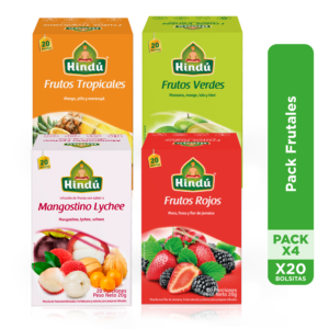 HINDU PACK FRUTALES X4cajas (frutos tropicales, frutos verdes, mangostico lychee y frutos rojos)