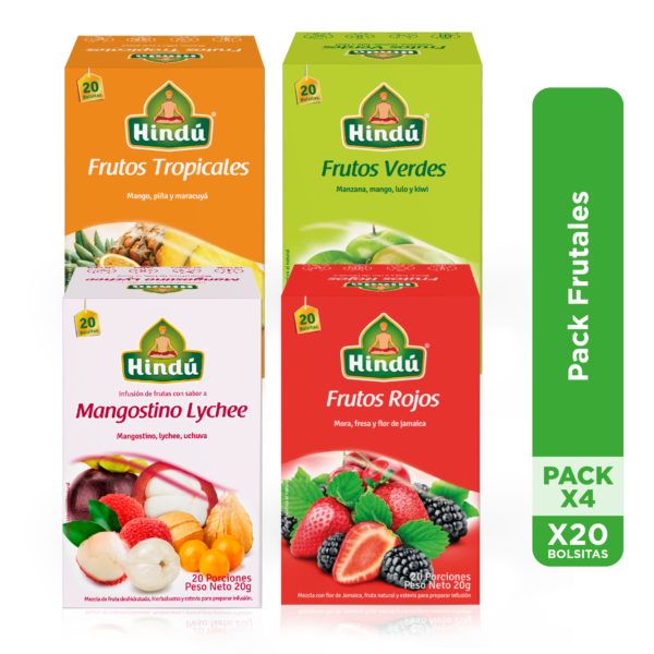 HINDU PACK FRUTALES X4cajas (frutos tropicales, frutos verdes, mangostico lychee y frutos rojos)