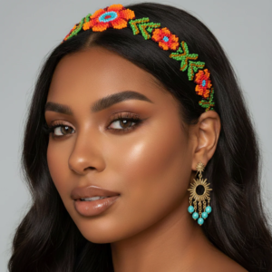 Balaca Premium Aurora Bloom Beads de Chaquira Floral Multicolor | Accesorio Artesanal Etnico Hecho a Mano D6-05