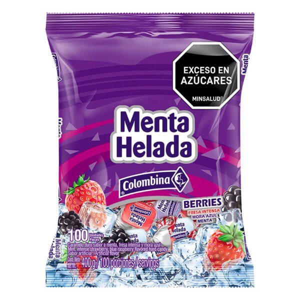 Menta Helada berries Colombina, fresa intensa y mora azul x 100 unid - 400g