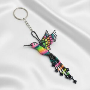 Llavero Artesanal Colibrí Multicolor con Detalles Negros | Hecho a Mano D3-02