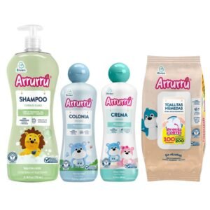 Arrurru Shampoo Cabello Claro x 750ml Colonia Arrurru Azul x 400ml  Crema x 400ml y toallita arrurru x 100 un (4 Pack)
