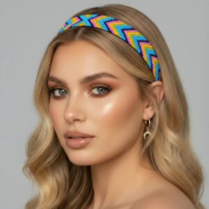 Balaca Premium Rainbow Chevron Beads de Chaquira Artesanal | Accesorio Etnico Multicolor D6-03 D6-03 Hecho a Mano