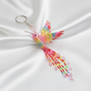 Llavero Artesanal Colibrí Multicolor con Detalles Negros | Hecho a Mano D3-01