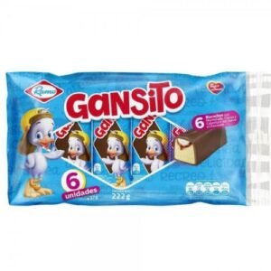 Ponque de vainilla Gansito con mermelada de Mora, Crema y cubierta de Chocolate 222gr - 6 unid Snack