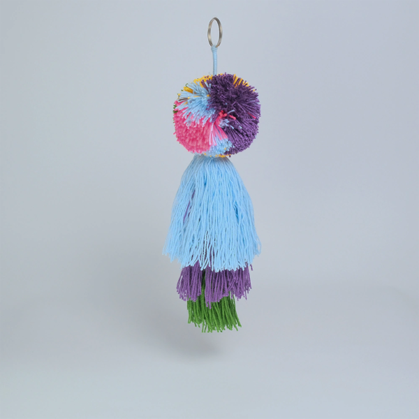 Llavero Pastel Bloom con Pompon y Borlas Multicolor H3-01