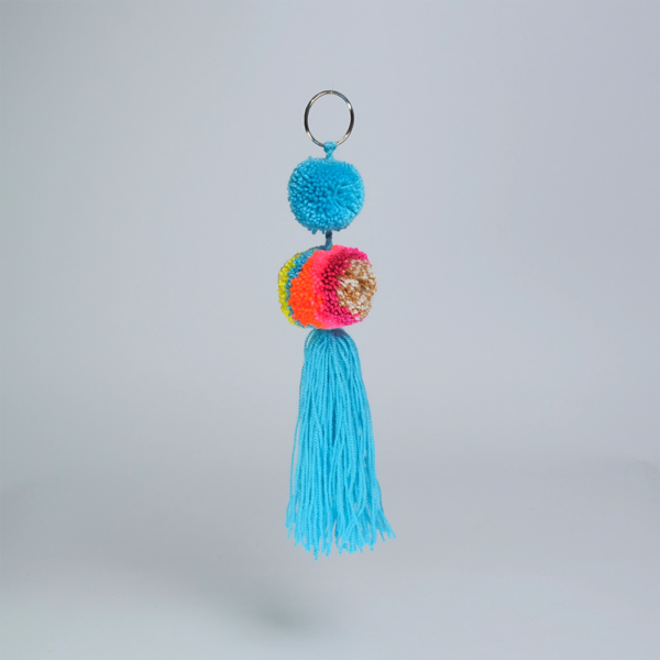 Llavero Pequeno Aqua Pop con Pompon y Borla H4-01
