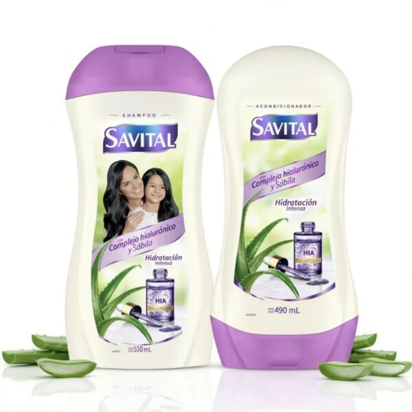 Savital Shampoo Complejo Hialuronico 510mL, Acondicionador Complejo Hialuronico 490mL (2 Pack)