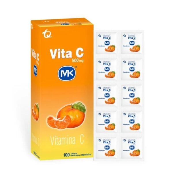 Vitamina C 500 mg MK Sabor A Mandarina Caja x 100 Tabletas