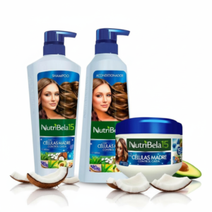 Nutribela 15 Celulas Madre Shampoo 400mL + Acondicionador 400mL + Tratamiento 300mL (3 Pack)